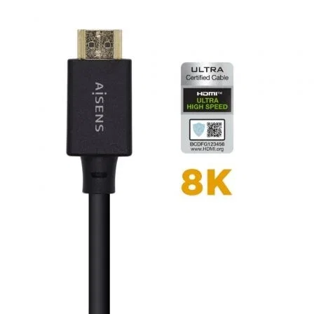 Aisens Cable HDMI V2.1 Ultra Alta Velocidad 8K@60Hz 48Gbps 0.5m Negro